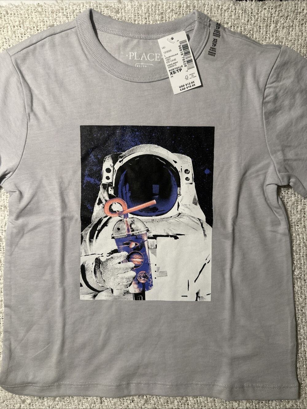The Children's Place Boys NASA Austronaut Crew Neck T-Shirt Grey Size XS 4 New